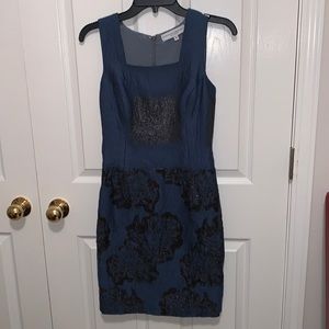 Carolina Herrera Dress Size 4 Blue Black Back Zip Sleeveless
